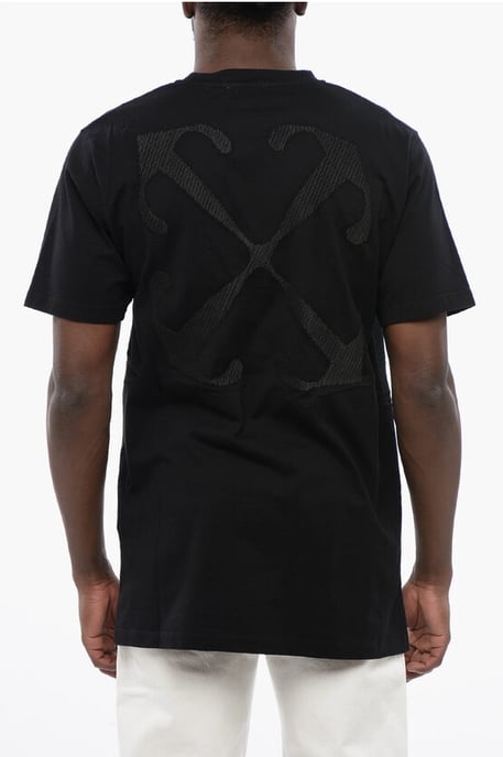 Camiseta de cuello redondo de algodón ARROW en negro - Image 2