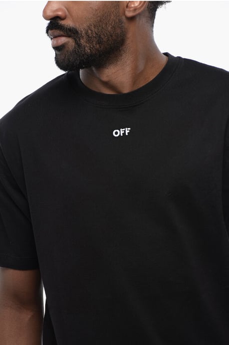 Camiseta de cuello redondo de algodón ARROW en negro - Image 3