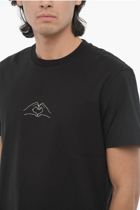 Camiseta de algodón con cuello redondo y estampado en color negro - Image 3