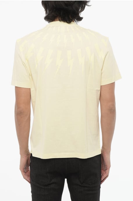 Camiseta de cuello redondo y parte superior FAIRISLE THUNDERBOLT de corte entallado en amarillo - Image 2
