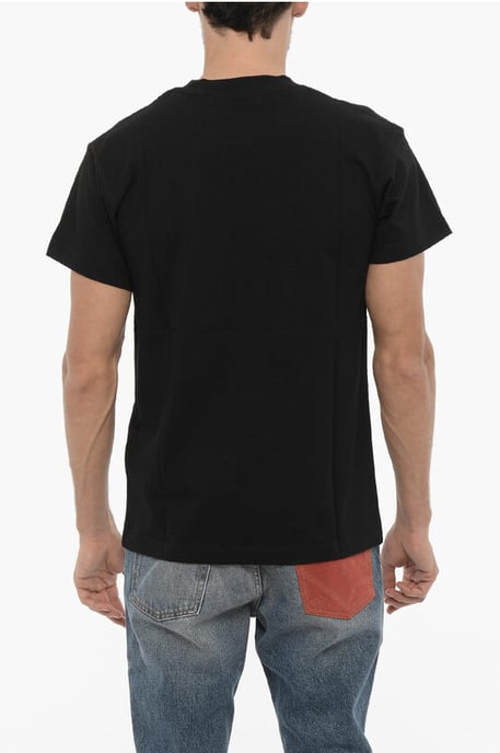 Camiseta de cuello redondo de jersey de algodón con estampado en contraste en negro - Image 2