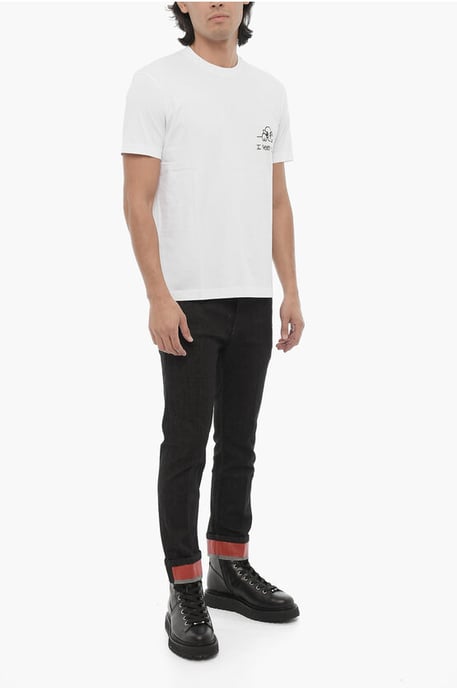Camiseta de algodón de corte entallado con cuello redondo I SEE YOU en color blanco - Image 4