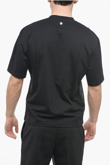 Camiseta de malla ajustada con cuello redondo y piercing en negro - Image 2
