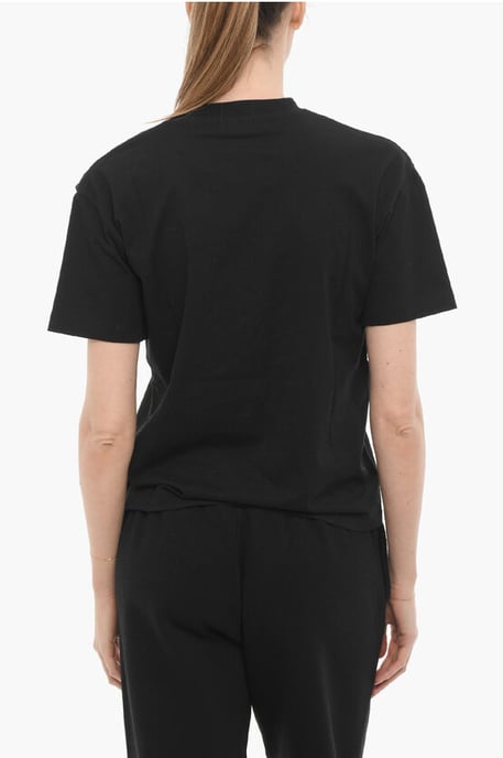Camiseta de cuello redondo de color liso en negro - Image 2