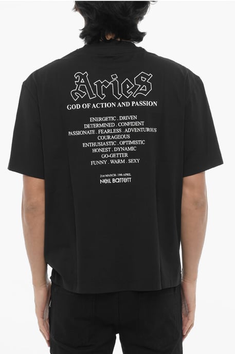 Camiseta ajustada de la banda de rock del zodiaco Aries en negro - Image 2