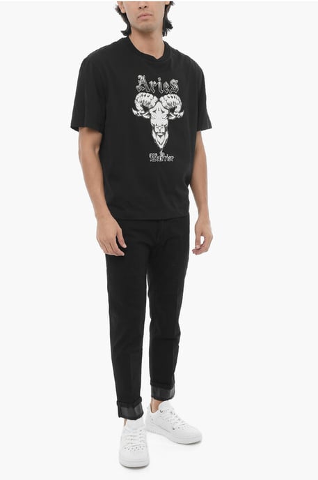 Camiseta ajustada de la banda de rock del zodiaco Aries en negro - Image 4