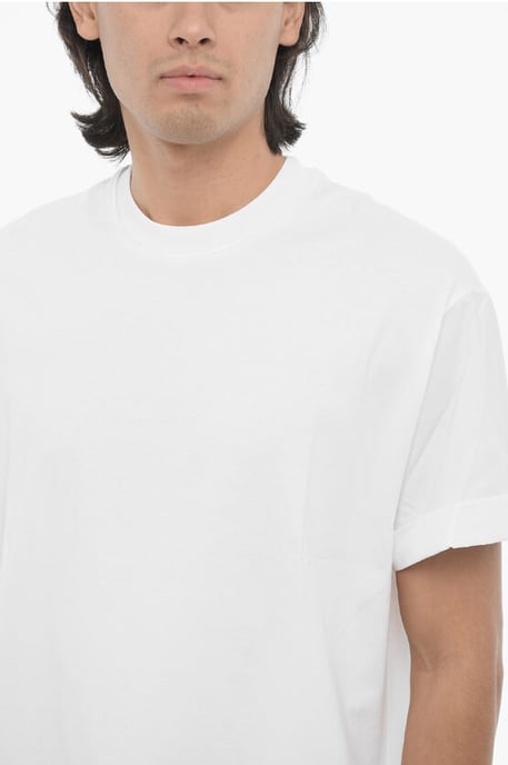 Camiseta de cuello redondo de corte fácil y color liso en blanco - Image 3