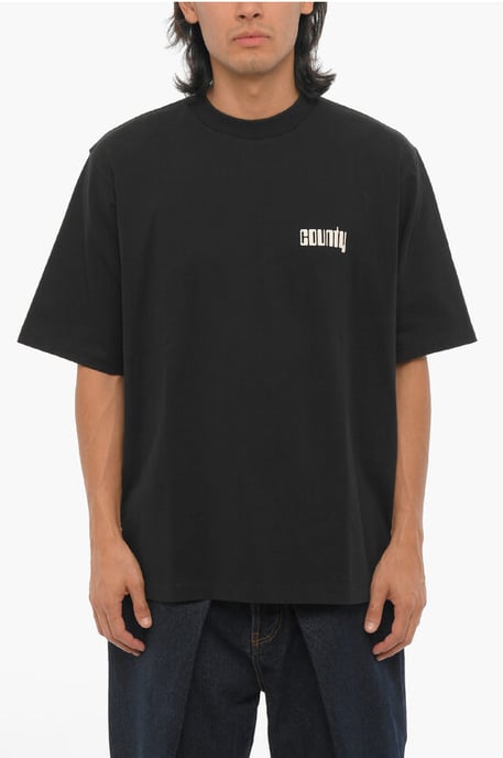 Camiseta negra con cuello redondo y estampado de DISCO GOD - Image 1