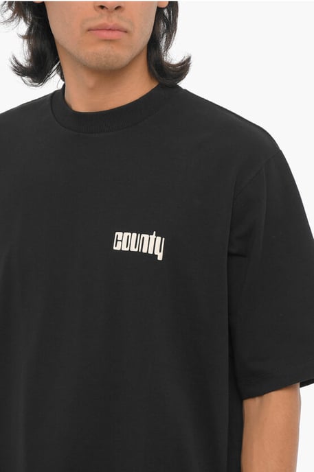 Camiseta negra con cuello redondo y estampado de DISCO GOD - Image 3