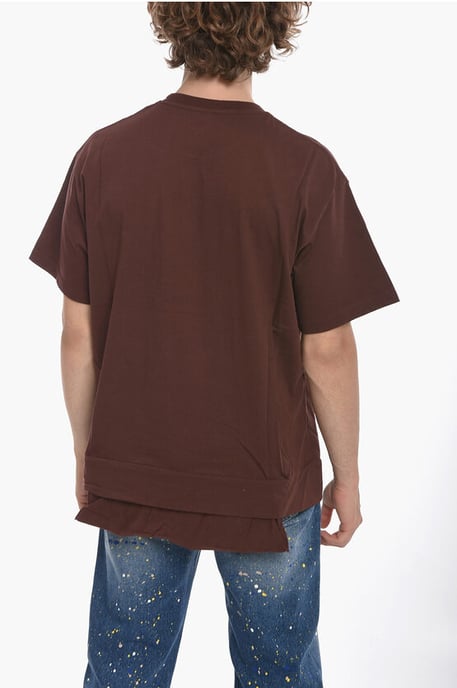 Camiseta de algodón con cuello redondo y bolsillo en la cintura en color marrón - Image 2