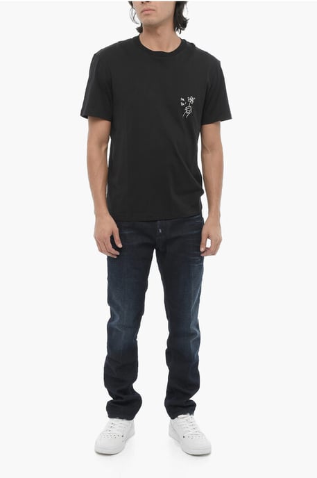 Camiseta de cuello redondo con estampado en contraste en negro de Cotton FOR YOU - Image 4