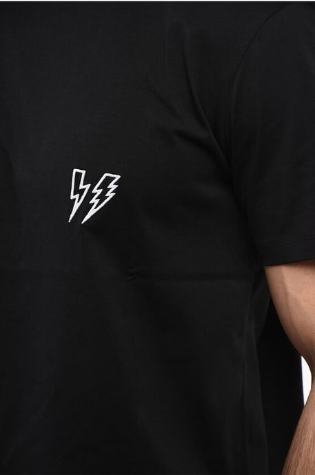 Camiseta de algodón DOUBLE BOLT Slim Fit en color negro - Image 3