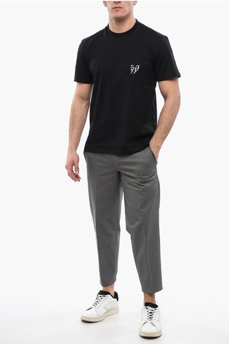 Camiseta de algodón DOUBLE BOLT Slim Fit en color negro - Image 4