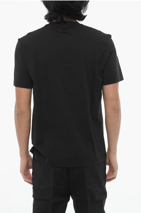 Camiseta de algodón ajustada con cuello redondo I SEE YOU en negro - Image 2