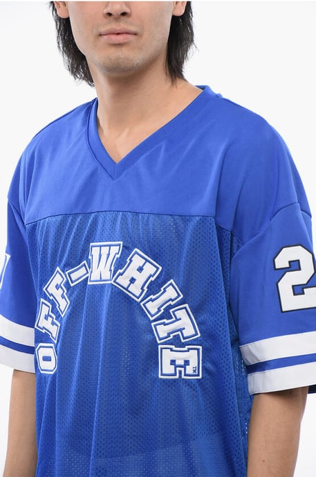 Camiseta de FÚTBOL de malla bordada en azul - Image 3