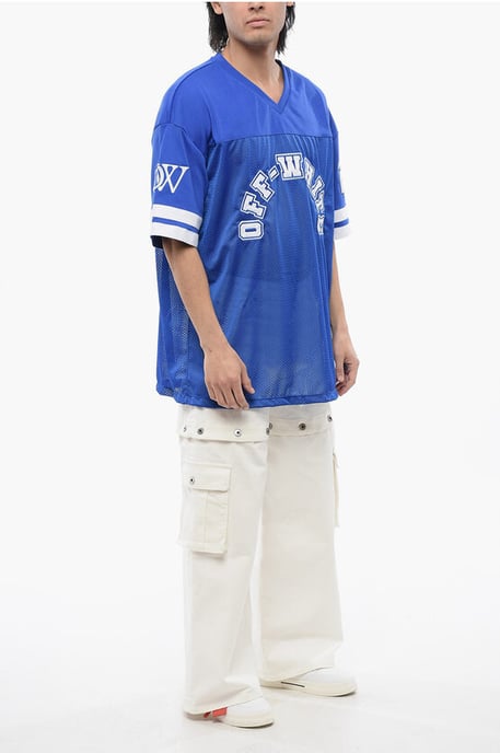 Camiseta de FÚTBOL de malla bordada en azul - Image 4