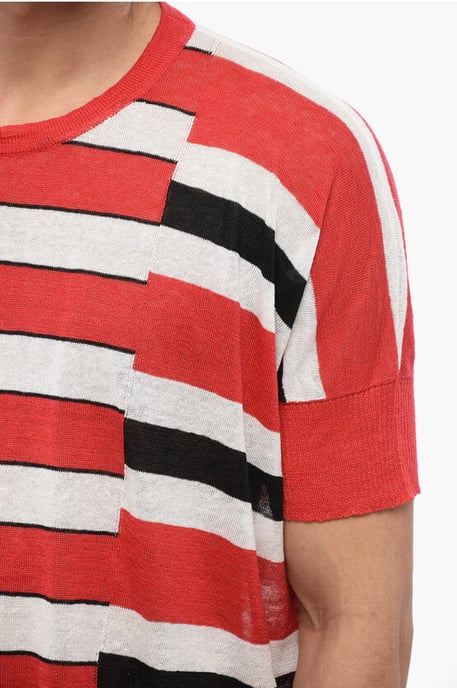Camiseta de lino a rayas en color rojo - Image 3