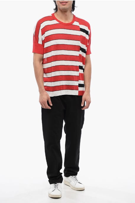 Camiseta de lino a rayas en color rojo - Image 4