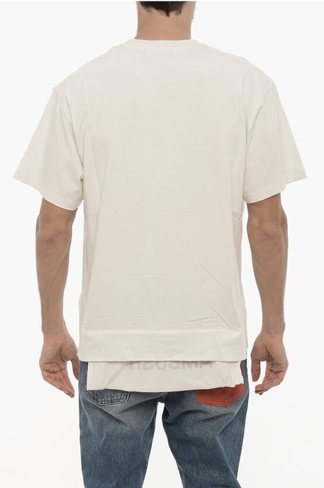 Camiseta de cuello redondo de color liso con bolsillo en la cintura en blanco - Image 2