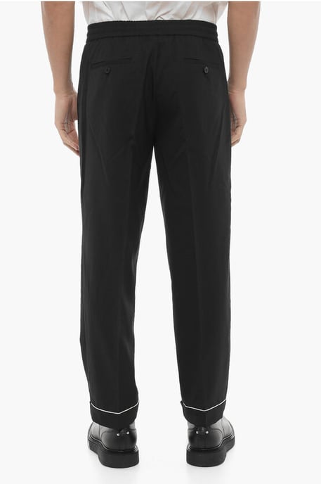 Pantaloni REM Slim Fit a Vita Bassa con Elastico en Vita en Negro - Image 2