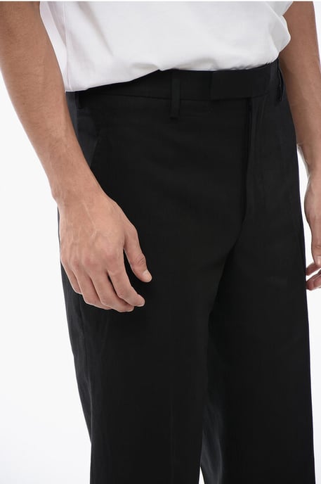 Pantalones ajustados de mezcla de lino con trabillas para cinturón en negro - Image 2