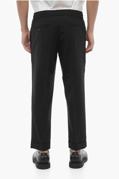 Pantalones REM ajustados de tiro bajo con cintura con cordón en negro - Image 2