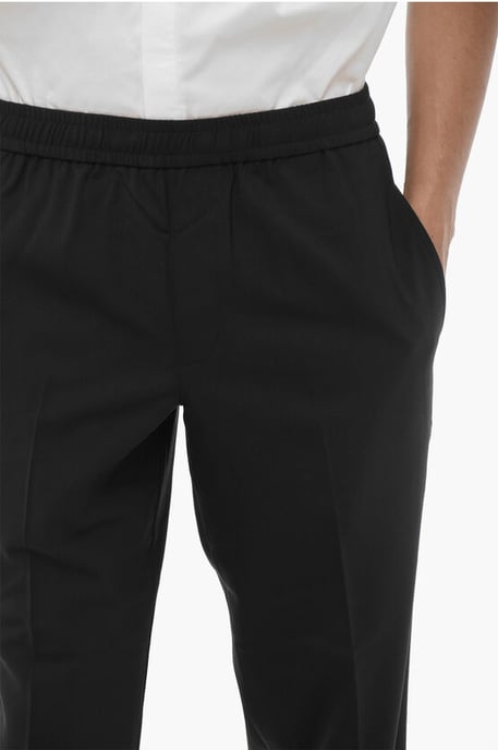 Pantalones REM ajustados de tiro bajo con cintura con cordón en negro - Image 3