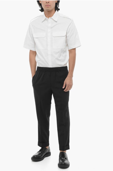 Pantalones REM ajustados de tiro bajo con cintura con cordón en negro - Image 4