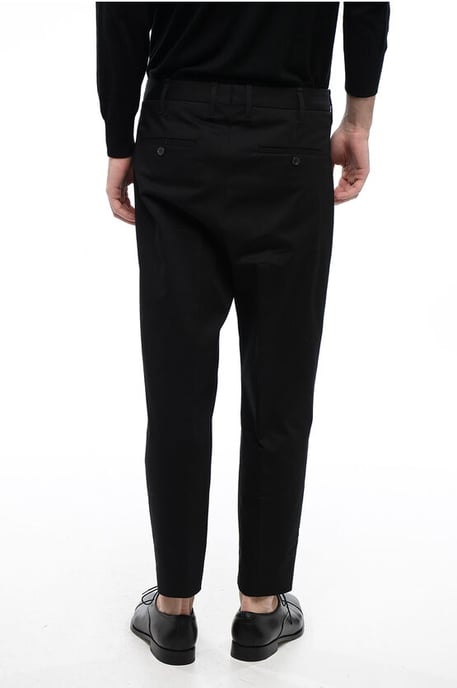 Pantalones de algodón elástico MICK con doble pliegue en negro - Image 2