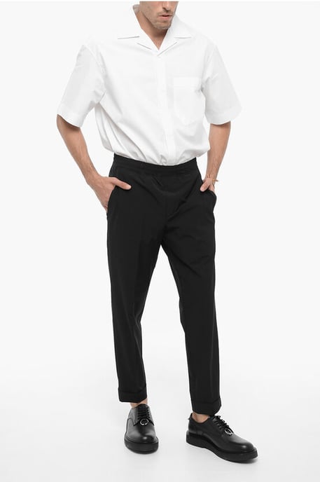 Pantalones de nailon REM con cintura elástica en color negro - Image 4