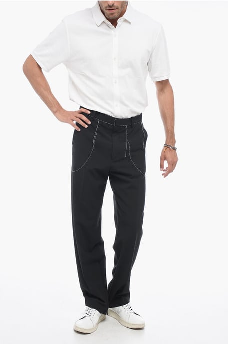 Pantalones de sastrería con detalles de costura en negro - Image 3