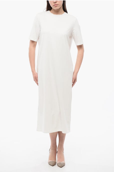 Vestido tipo camiseta de jersey de algodón en color blanco - Image 1