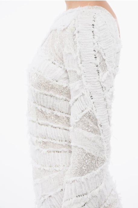 Minivestido de lentejuelas con espalda baja en blanco - Image 3