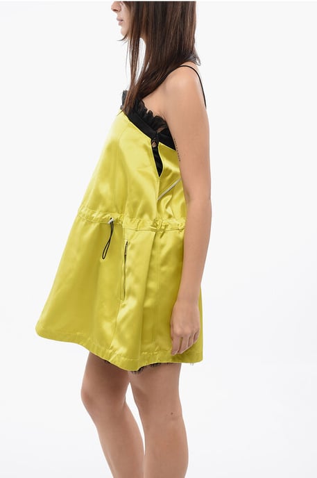 Vestido anorak DUCHESSE de satén con cintura ajustable en amarillo - Image 3