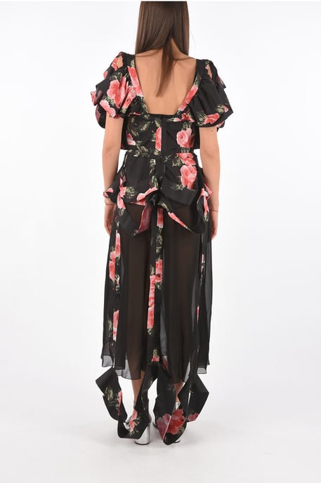 Vestido MM0 con estampado floral, escote ilusión y abertura en multicolor - Image 2
