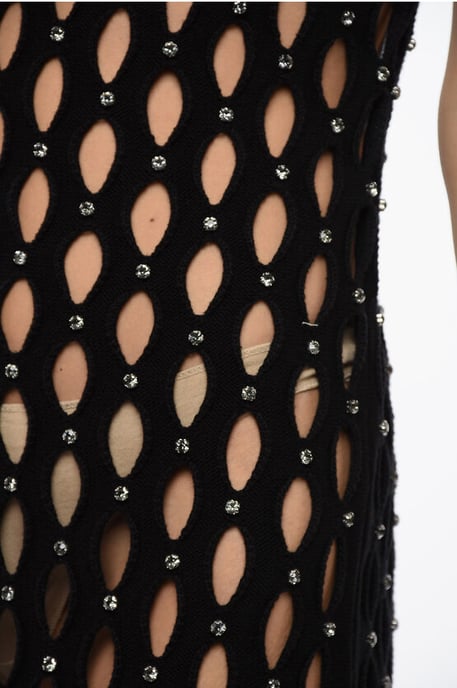 Vestido SALISA Calado con Aplicación de Cristales en Negro - Image 3