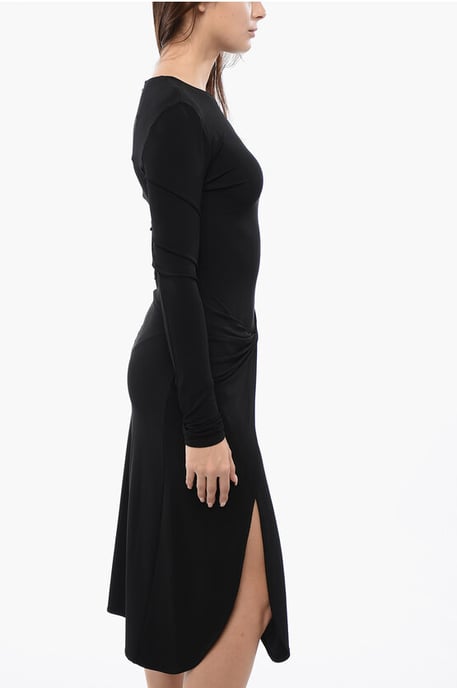 Vestido midi cruzado TWIST de crepé y viscosa en negro - Image 3