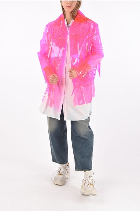 Chaqueta vaquera de PVC con flecos en color rosa - Image 4