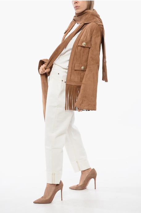 Chaqueta de ante con flecos en color beige - Image 4