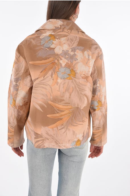 Blazer MM0 con estampado floral y interior de piel en color rosa - Image 2