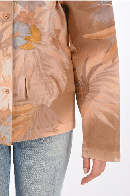 Blazer MM0 con estampado floral y interior de piel en color rosa - Image 3