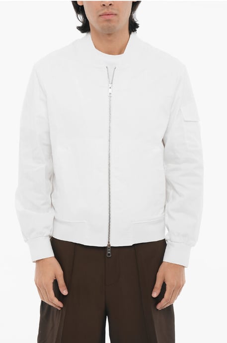 Chaqueta bomber ligera, ajustada y con cremallera en blanco - Image 1