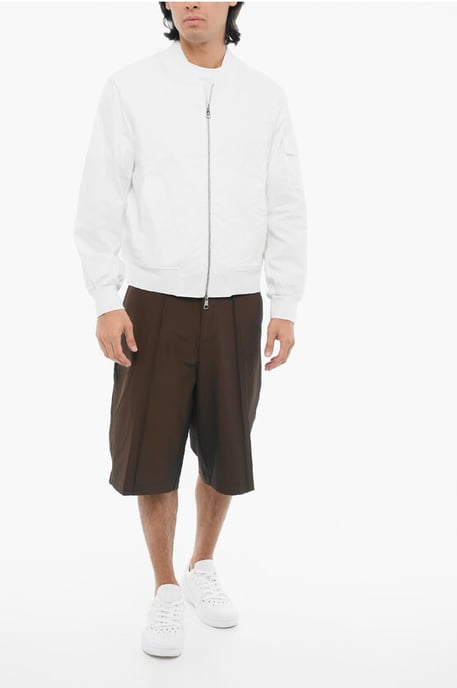 Chaqueta bomber ligera, ajustada y con cremallera en blanco - Image 4