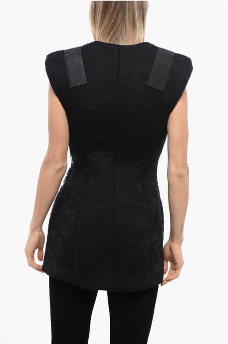 Chaleco acolchado de encaje con cierre de velcro en negro - Image 2