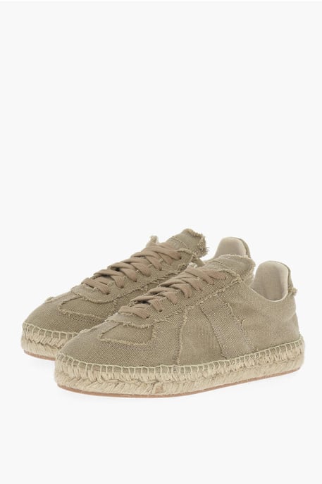 Zapatillas bajas de algodón MM22 con suela de yute en verde - Image 1