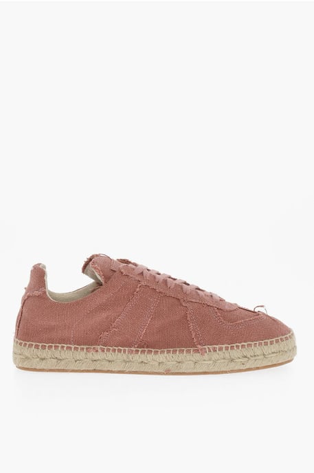 Zapatillas bajas de lona MM22 con detalle de yute en rosa - Image 3