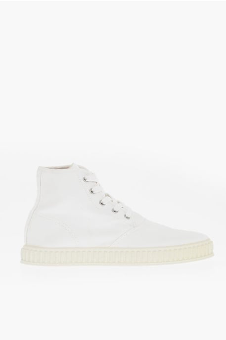 Zapatillas altas MM22 de algodón de color liso en blanco - Image 3