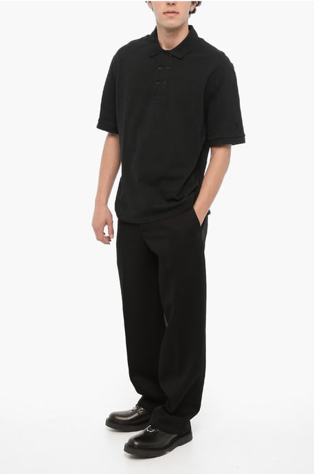 Polo holgado de algodón piqué en azul - Image 4