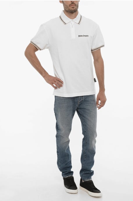 Polo de algodón piqué de 3 botones en color blanco - Image 4