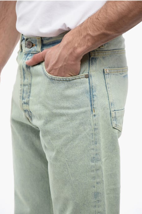 Vaqueros rectos con logo teñido y trabillas para cinturón de 24 cm en azul claro - Image 3